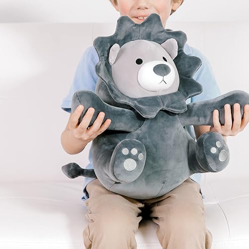 Miniatura 6 de Animal de peluche gris león ultra suave, lindo león de peluche Safari de peluche para niños