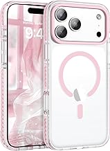 BENTOBEN Magnetic for iPhone 17 Pro Max 6.9" Case, Compatible with Magsafe Military Shockproof Protective Bumper Cute Transparent Slim Anti-Yellowing Phone Case for iPhone 17 Pro Max Cover, Clear Pink
