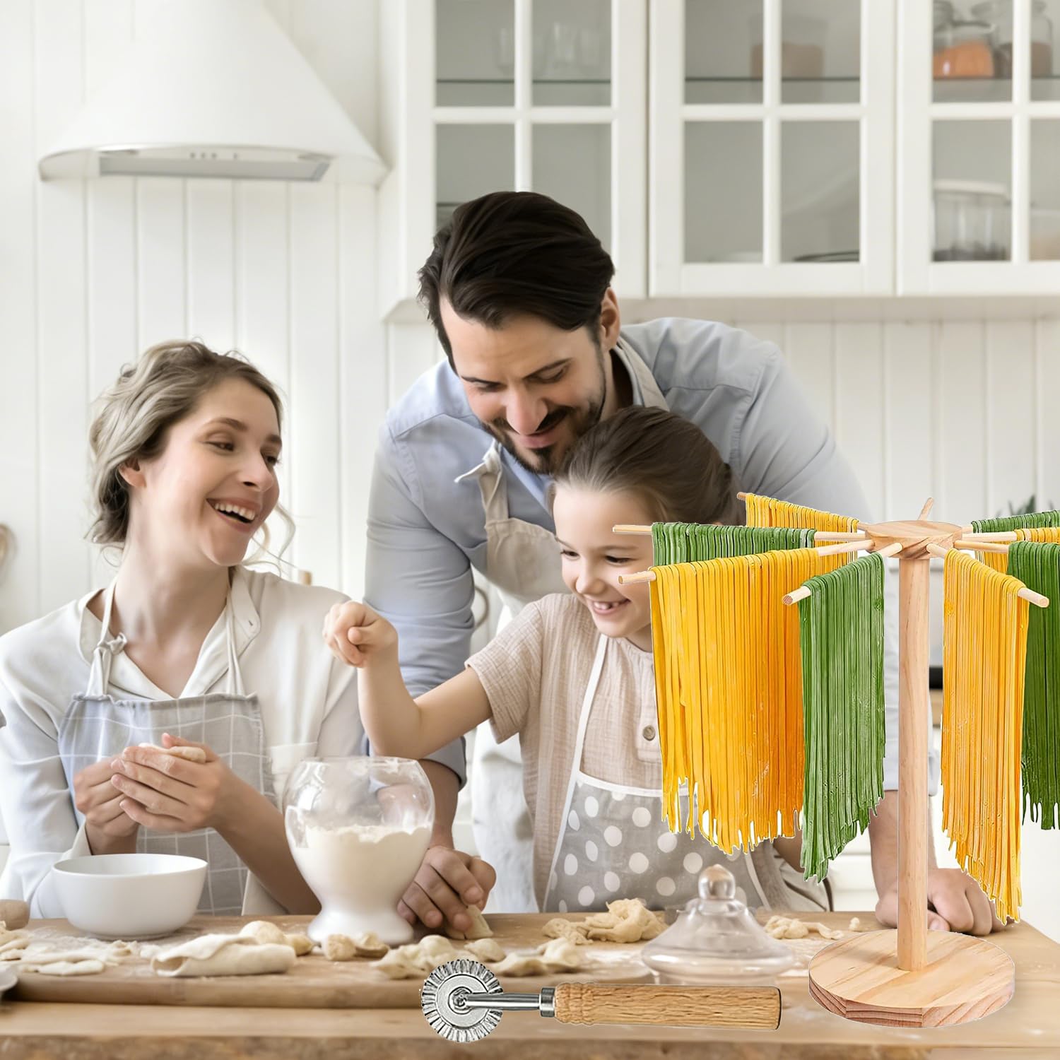 Lot de 12 machines à pâtes manuelles avec support de séchage des pâtes, rouleau à pâtes, planche à gnocchi, emporte-pièces pour ravioli, coupe-pâtes, kit de fabrication de pâtes