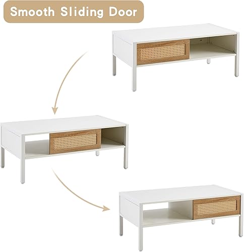 Miniatura 5 de IANIYA Mesa auxiliar moderna de mediados de siglo, mesa de centro pequeña de madera con patas de metal macizo, adecuada para sala de estar, Parte