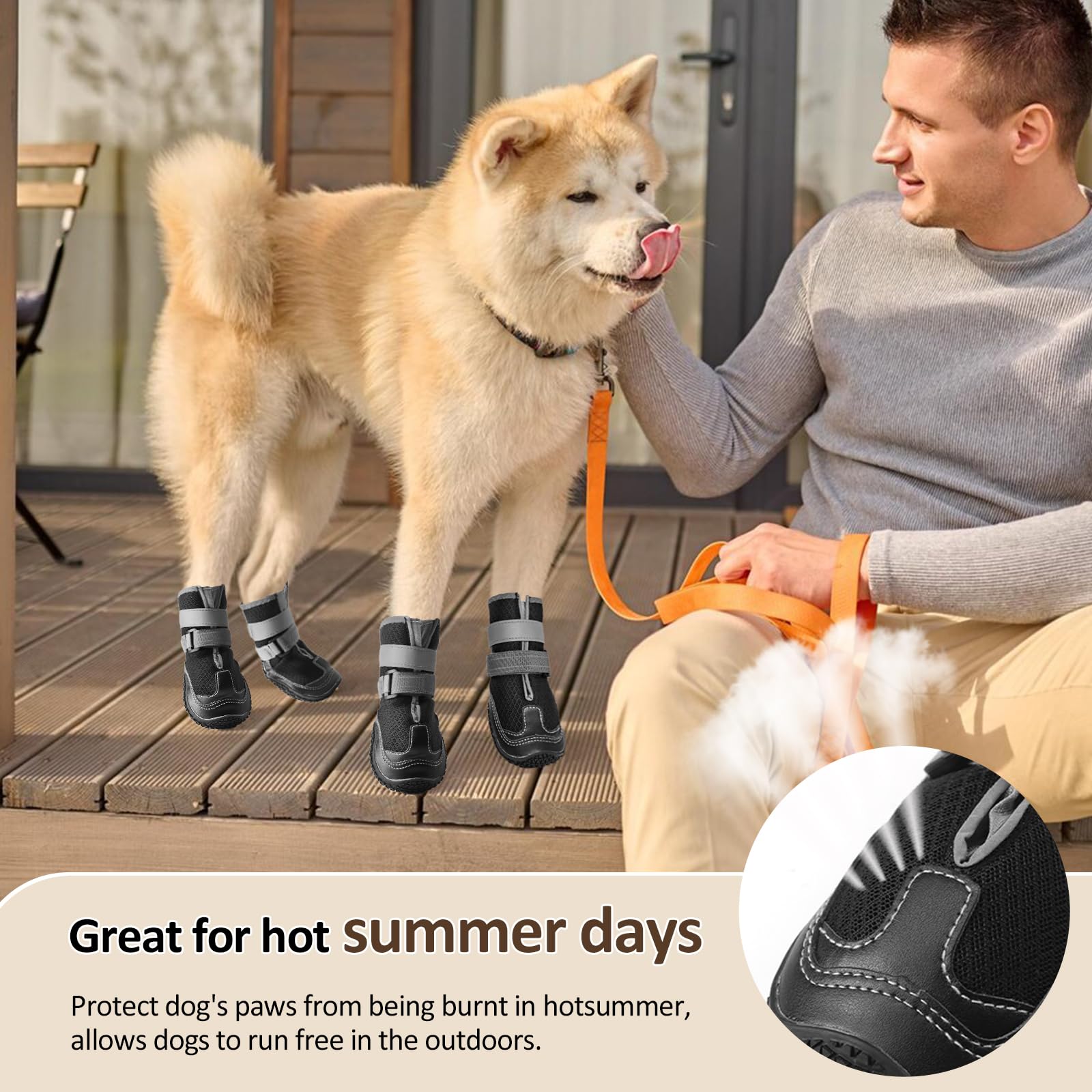 Ohcozzy Dog Shoes with Breathable Mesh, Anti-Slip Dog Boots with Reflective Straps - Image 3