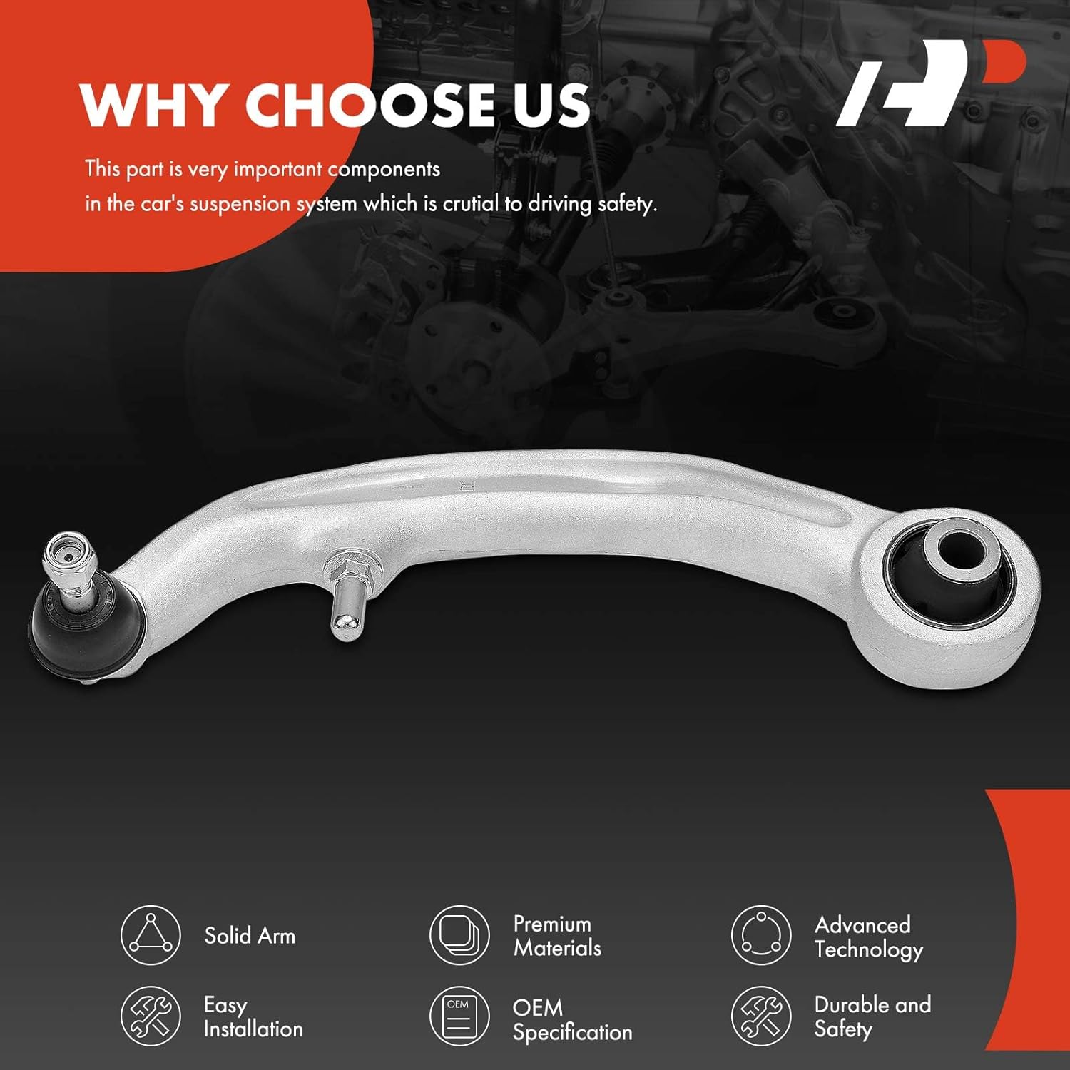 A-Premium Front Right Lower Rearward Control Arm with Ball Joint & Bushing, Compatible with Infiniti G35 2003-2007 & Nissan 350Z 2003-2009