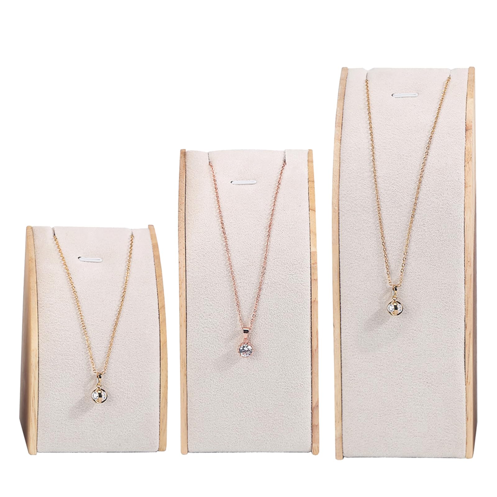 RAFGALDEX Fashionable Sturdy Wood Jewelry Display Rack 3 Pieces Set for Necklace and Pendant Exhibition Organization Retail Jewelry Display