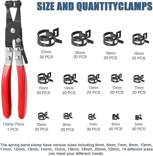 Miniatura 3 de OCR 345 piezas abrazadera de manguera de banda de resorte de 5-22 mm, abrazadera de manguera de línea de combustible, abrazadera de aire de baja