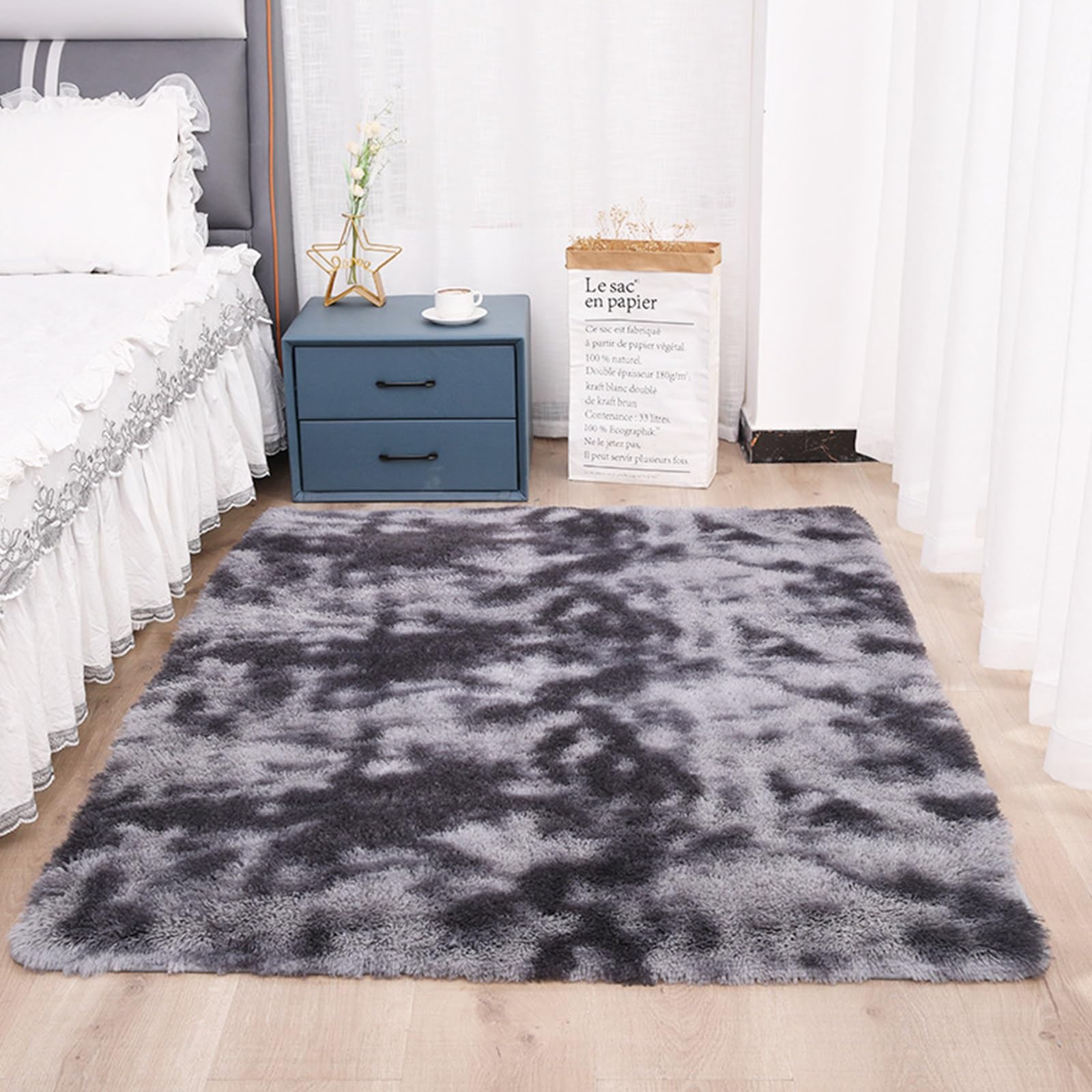 Tapis pour salon gris foncé moderne de 145x295 cm idéal pour espace chaleureux
