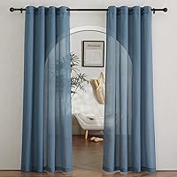 Vista 195 de NICETOWN Cortinas semitraslúcidas con textura de lino, con ojales, tratamiento de ventanas, cortinas verticales de lino con filtro de luz para sala