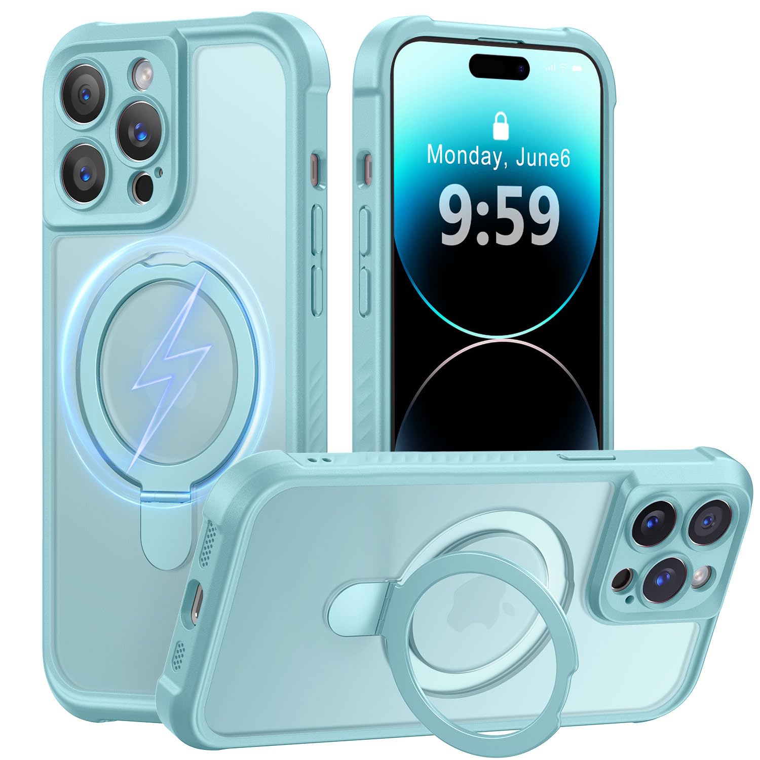 MOCCA Magnetic for iPhone 14 Pro Case with Stand,Blue