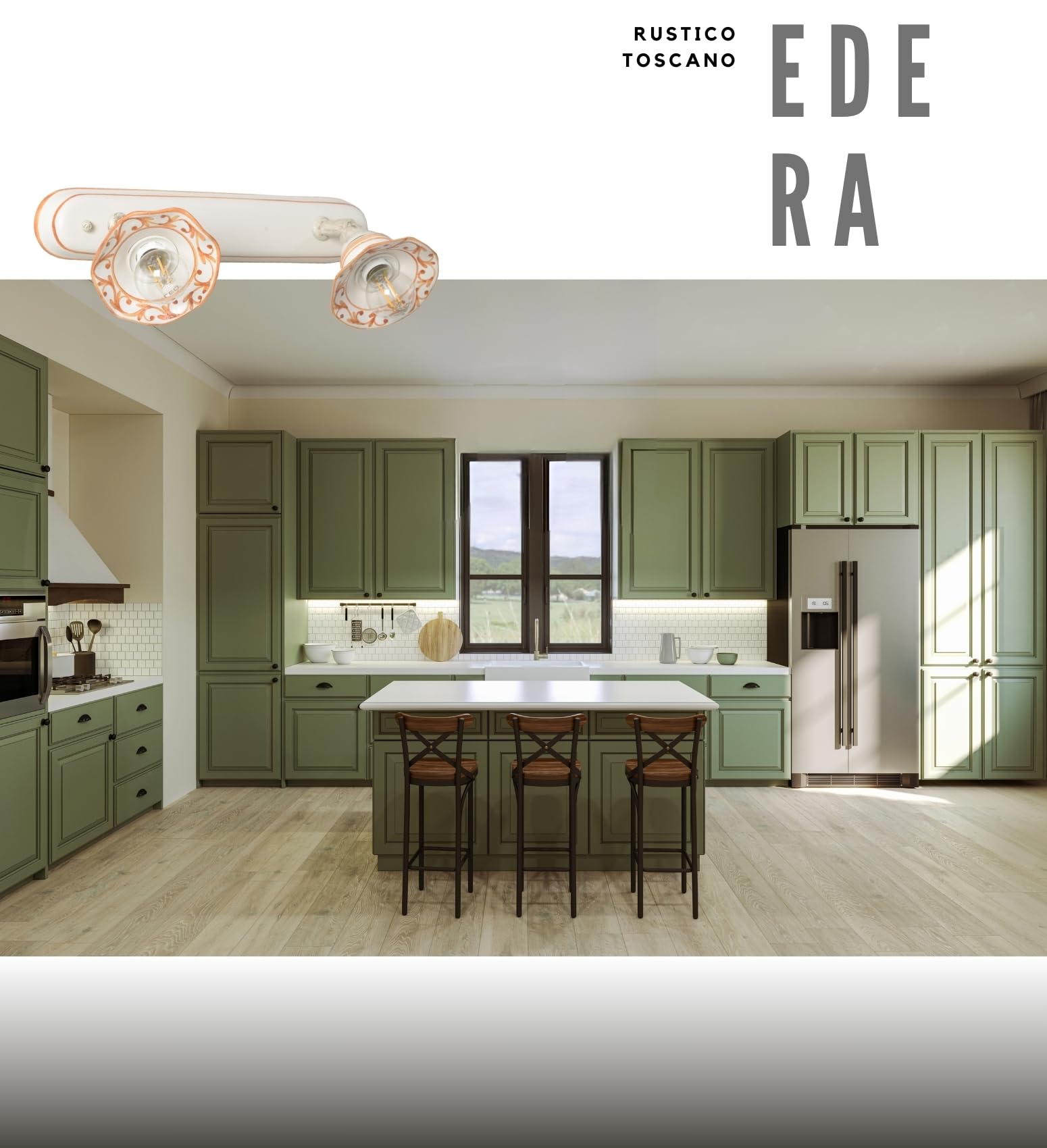 VANNI LAMPADARI - Applique da Parete Interno Edera - Lampada da Parete Orientabile 2 Luci- in Ceramica Decorata a Mano - Applique Camera da Letto - Bagno - Cucina – Soggiorno, Ocra