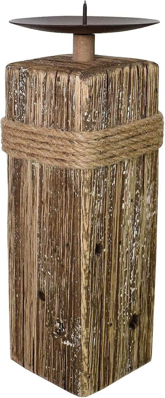 Farmhouse Rustic Candle Holder for Pillar Candles, 10.24" H