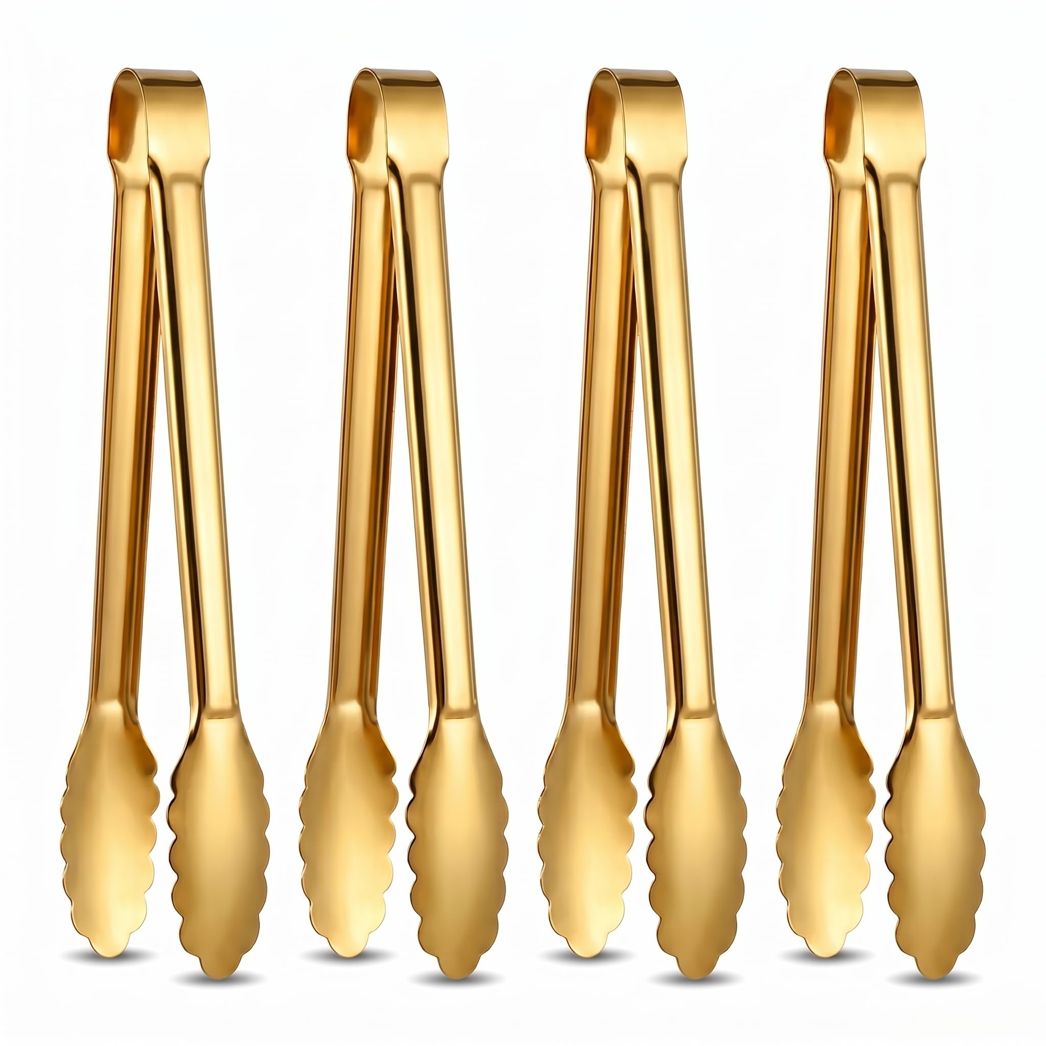 Stainless Steel Serving Tongs - 6 Pack Gold -9