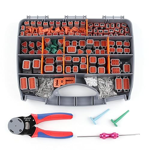 Deutsch Kit de conectores con herramienta de prensado, 636 piezas, conectores DT de 2/3/4/6/8/12 pines, herramienta de extracción, contactos de