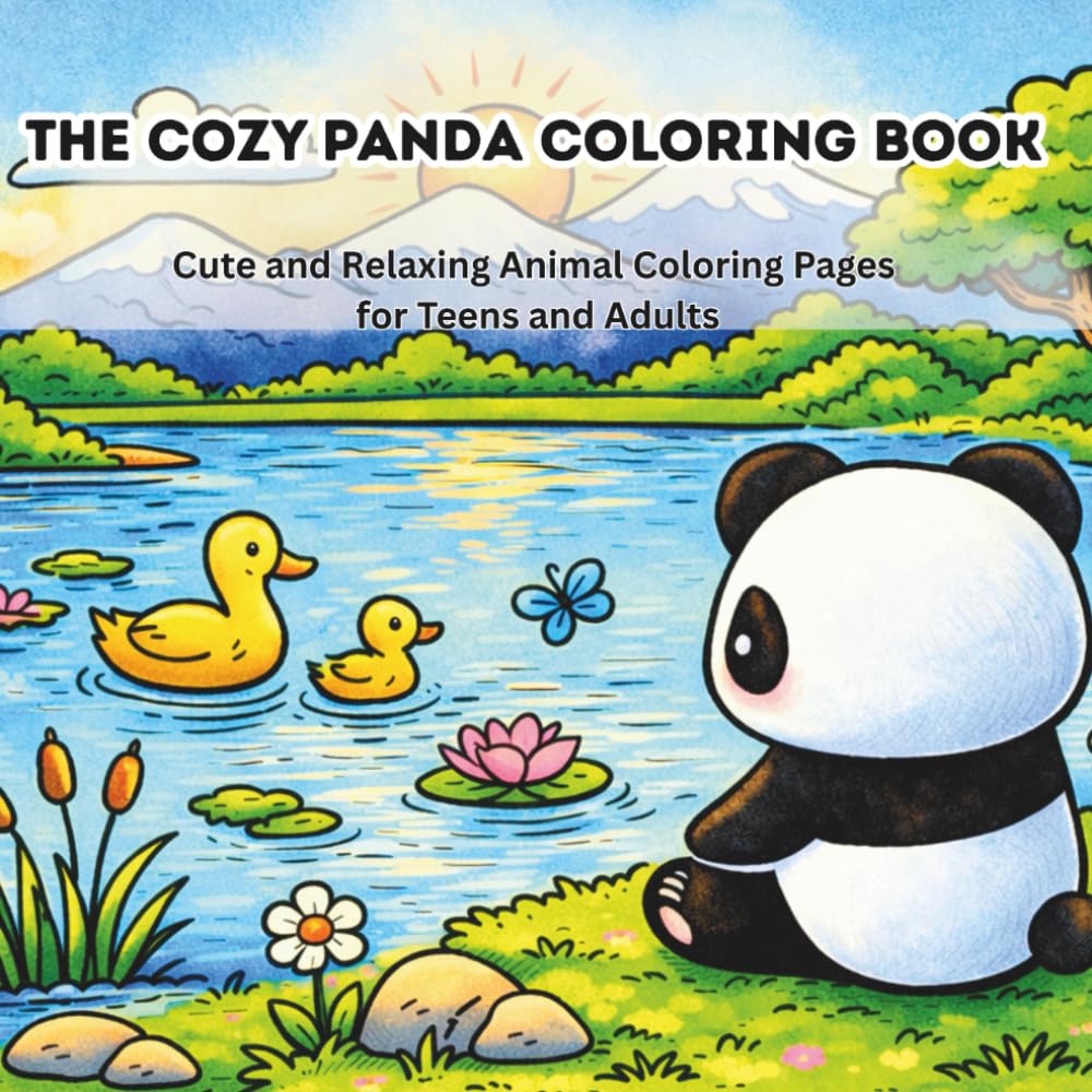 THE COZY PANDA COLORING BOOK: Cute and Relaxing Animal Coloring Pages for Teens and Adults