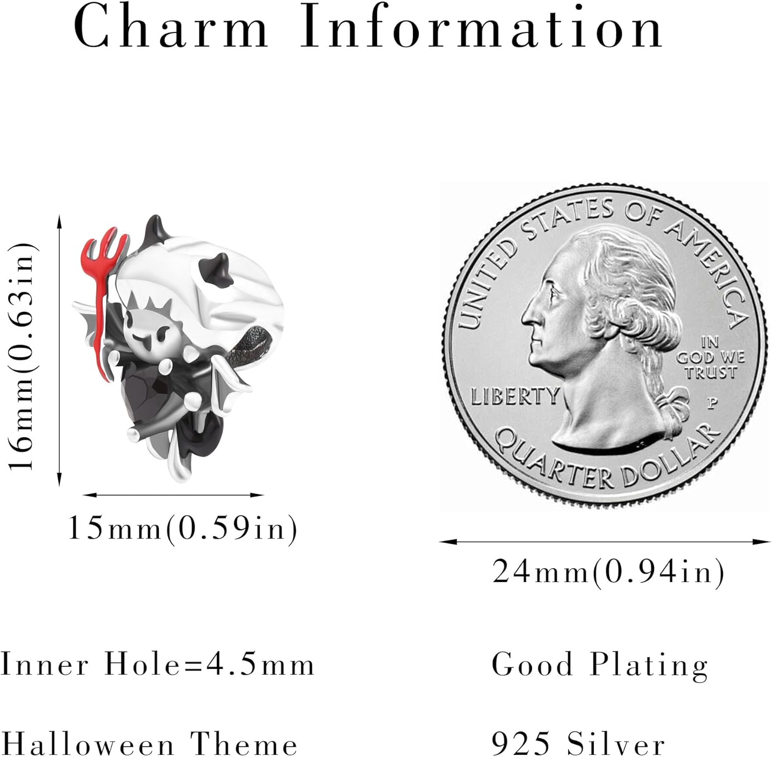 925 Sterling Silver Halloween Charms for Bracelets Witch Hat/ Black Cat/ Skull /Ghosts/The Grim Reaper/Demon/Phantom Rose Design Gift Jewelry Charms for Bracelet Necklaces Making Holiday Charms for Women Mom Friends 1 pcs - Image 5