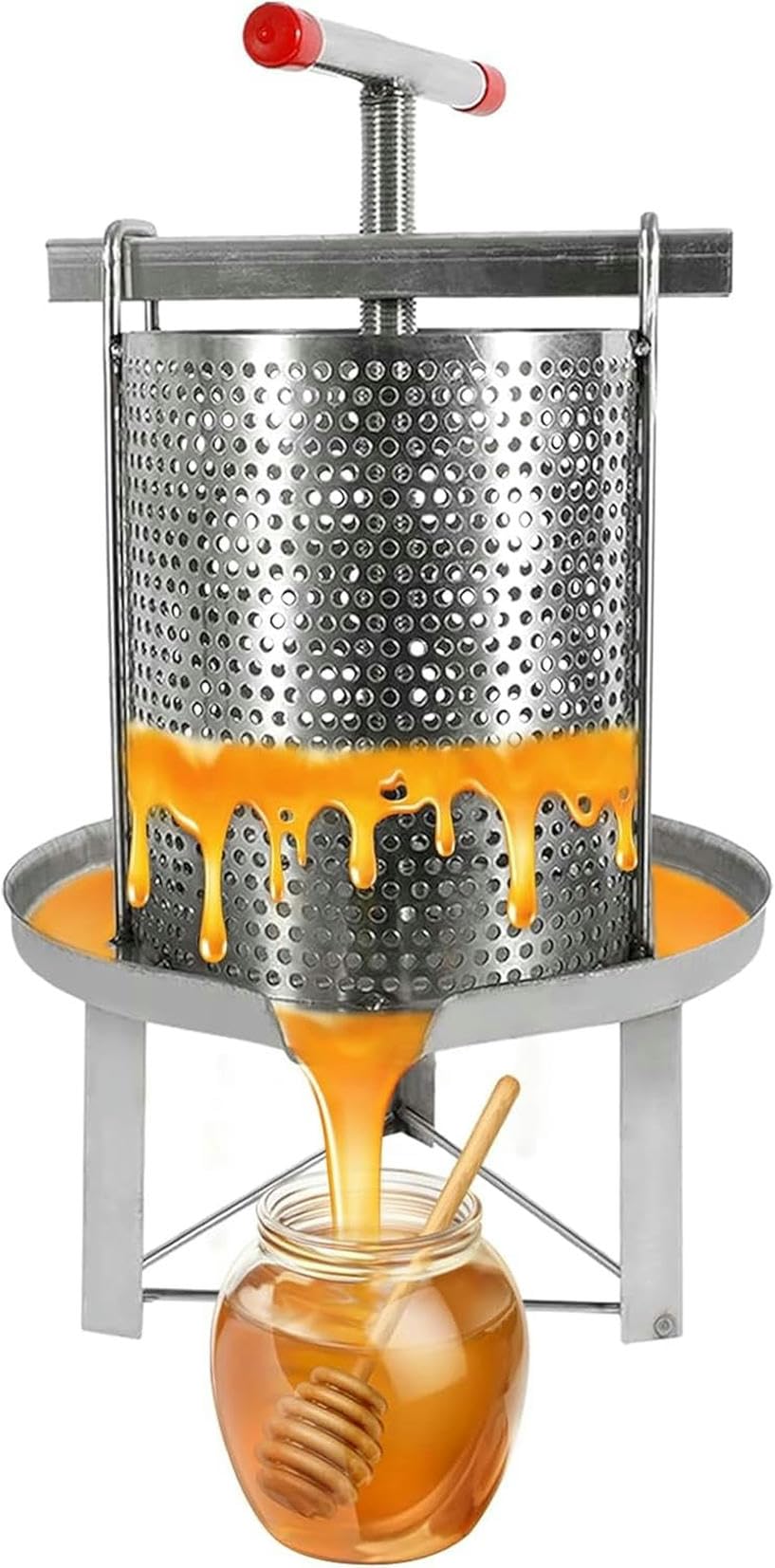 Máquina de Prensa de Miel de Malla Prensa de Miel Manual para el hogar Prensa de Cera Herramienta de Apicultura Extractor de Acero Inoxidable 304 Herramienta de Apicultura para Apicultura~/