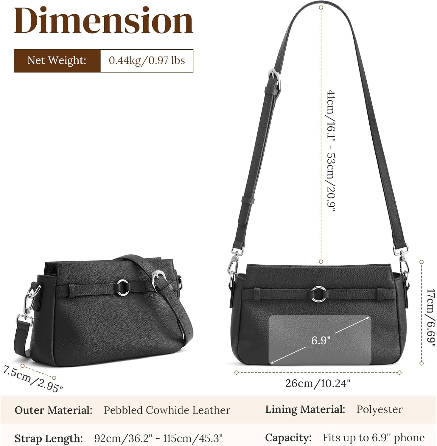 S-ZONE Leather Crossbody Bags for Women Cross Body Shoulder Purses Small Trendy - Image 5