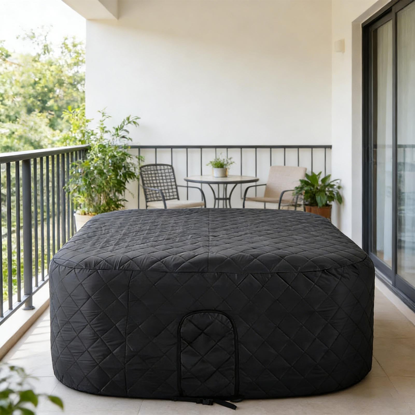 Copertura Vasca Idromassaggio Gonfiabile Coperchio Termico Isolato | Rivestimento Protettivo Pieghevole per Vasca Idromassaggio Gonfiabile da 145 cm per Inverno all'Aperto