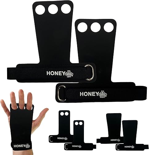 Miniatura 12 de Bear Grips Empuñaduras de dos agujeros, agarres de tres agujeros, empuñaduras sin agujeros, puños WOD para hombres y mujeres. Agarres de manos de
