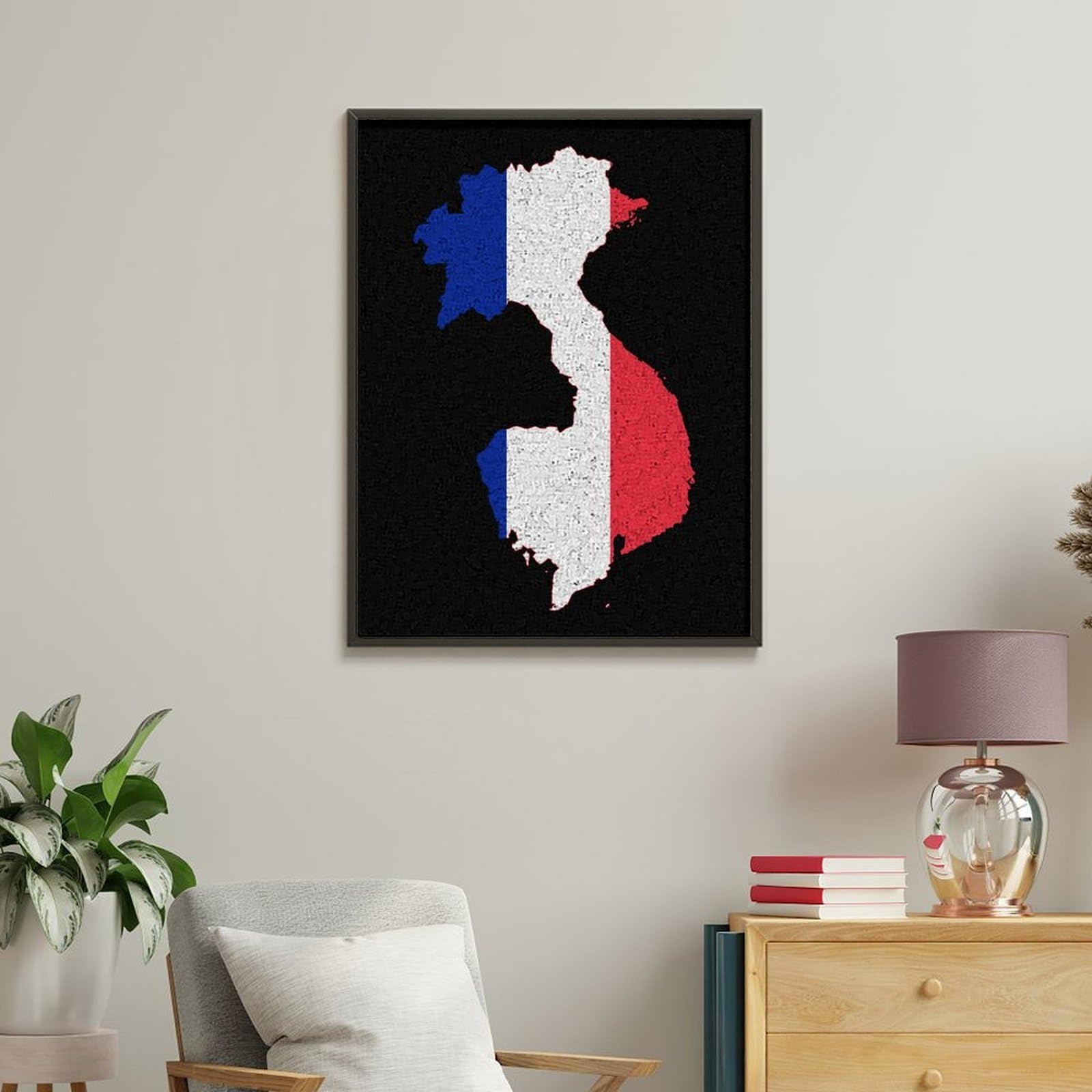 Lustiges Malen nach Zahlen für Erwachsene, Motiv: Flagge, Landkarte, französisch, vertikal, Baumwolle, digitales Ölgemälde, Heimdekoration, Geschenk, 65 x 50 cm
