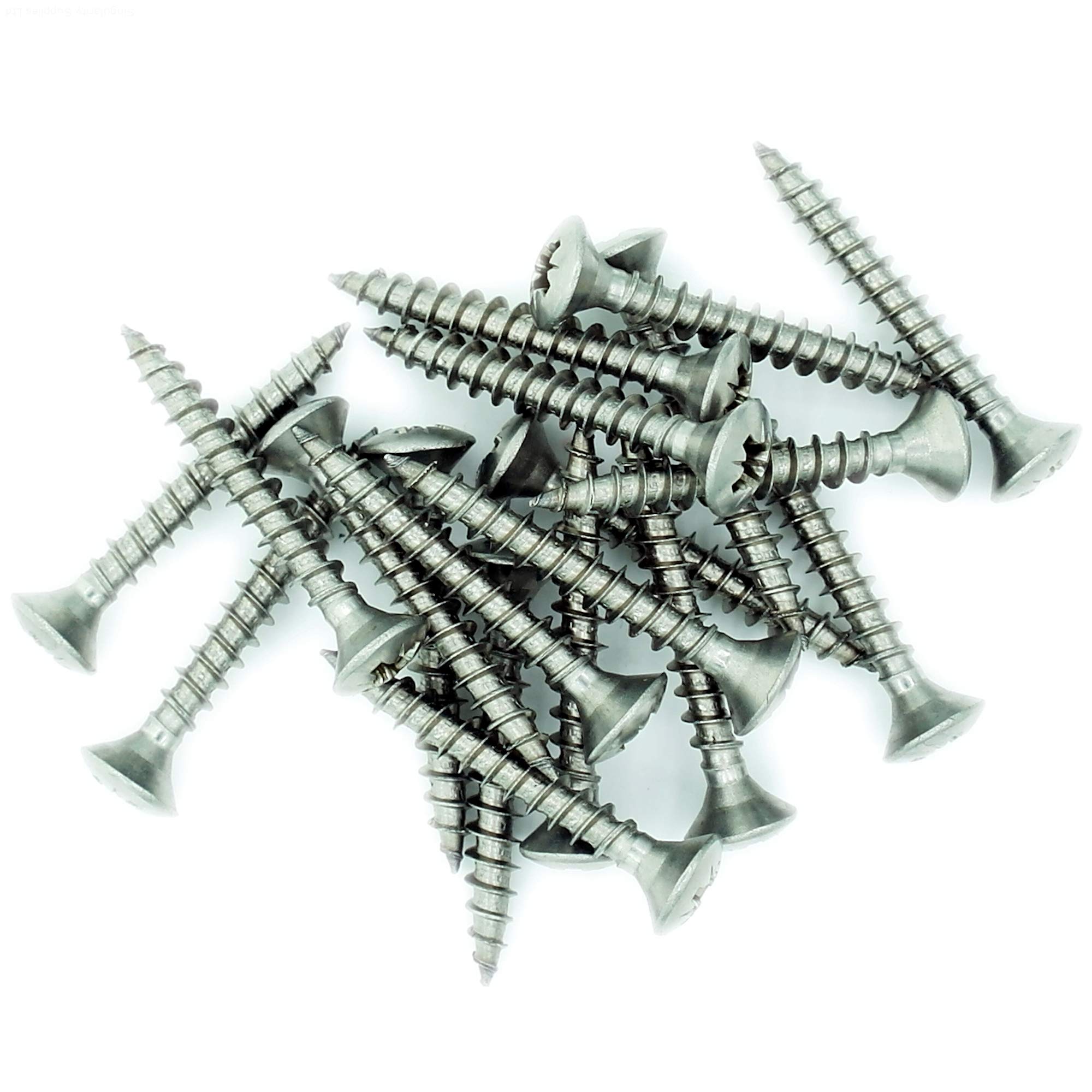 Singularity Supplies No.4 X 0.8 (3Mm X 20Mm) Pozi Raised Countersunk Chipboard Screw - Stainless Steel (A2) (Pack Of 20)