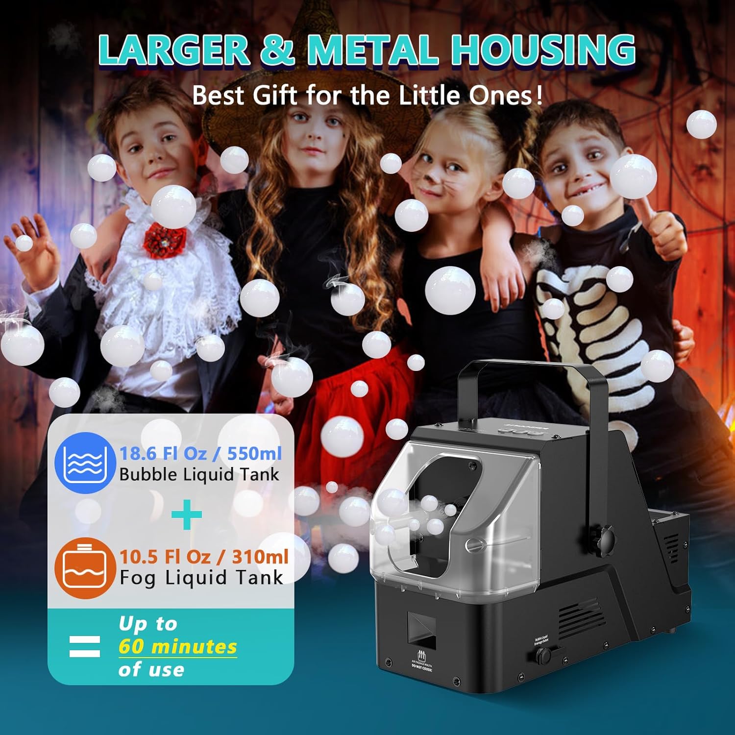 Wisdomlit Fog Bubble Machine, 3-in-1 Smoke Bubble Machine, 450W Bubble Fog Machine with Remote Control, Make Colorful Bubbles | Fog Bubbles | Continuous Fog for Stage Wedding Photography Holiday Party