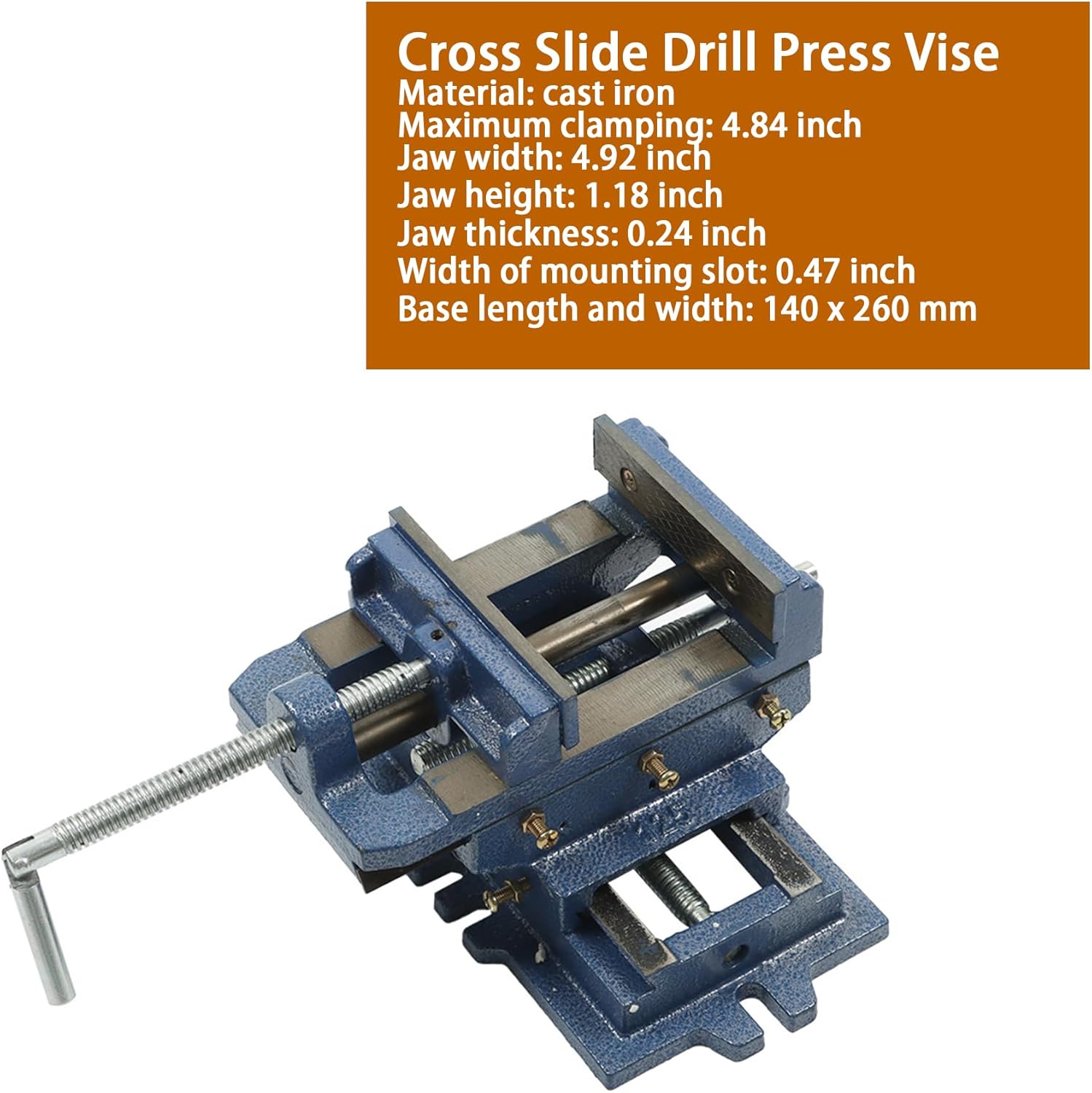 kimllier Cross Slide Drill Press Vise 2 Way X-Y Heavy Duty Clamp Machine Cast Iron Drill Press X-Y Compound Vise - 5 Inch Blue