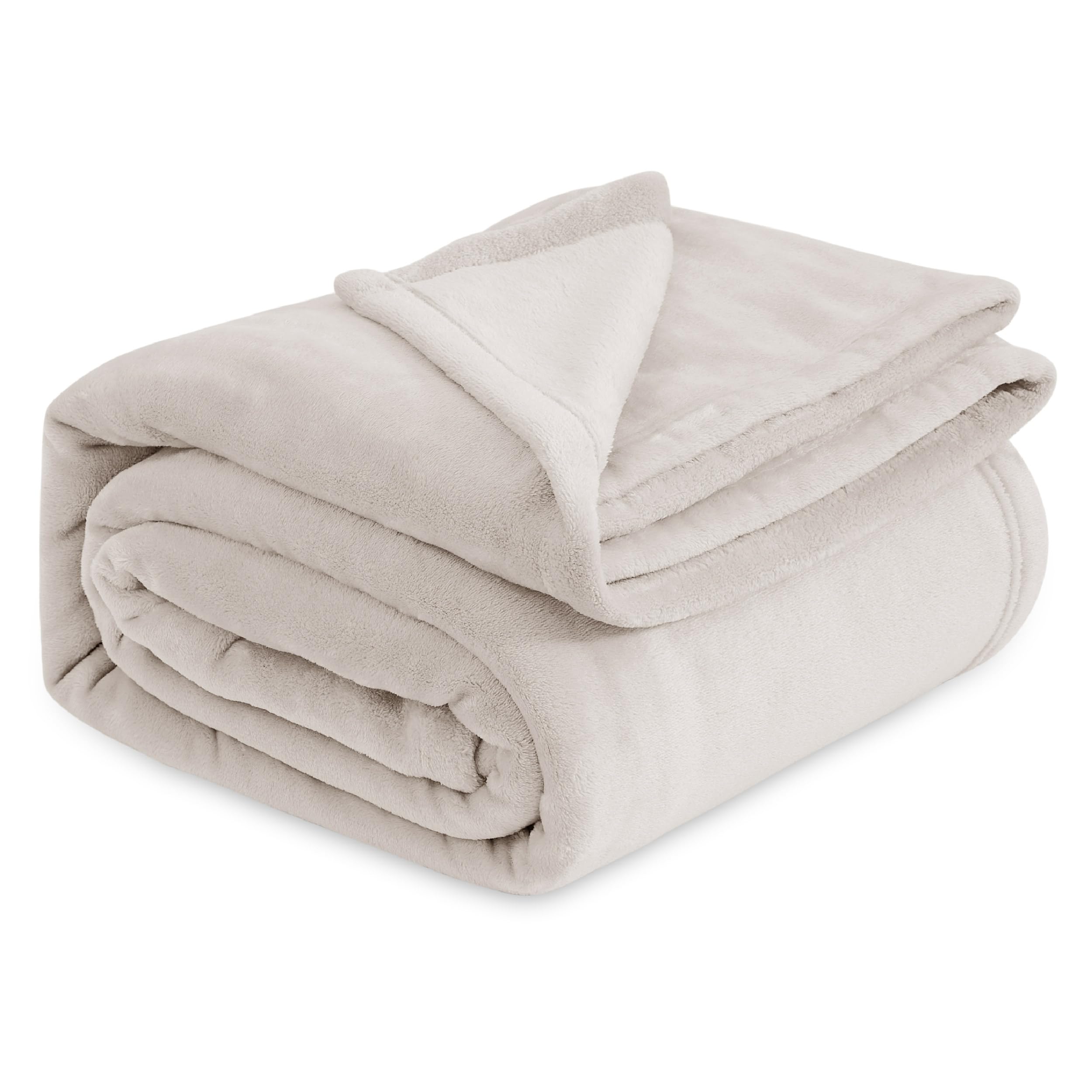 Bedsure Plaid Sofa Blanket – Soft and Warm, Premium Flannel Extra Large for Living Room and Bed, Winter and Summer, Pleasant and Breathable Fabric, XXL 220 x 240 cm, Beige OEKO-TEX STANDARD 100