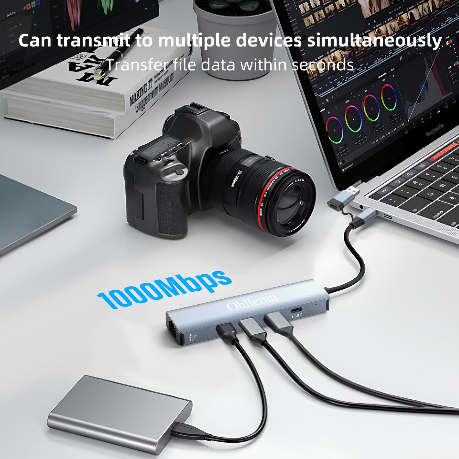 Adattatore USB-C A Ethernet Gigabit + 3 Porte USB 3.0 - Per MacBook, Windows, Chromebook - Foto 5