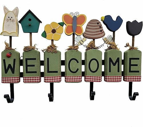 AG-UNICORN Ganchos de bienvenida para colgar abrigos de pared, decoración de casa de campo, entrada de sala de estar, ganchos rústicos de metal