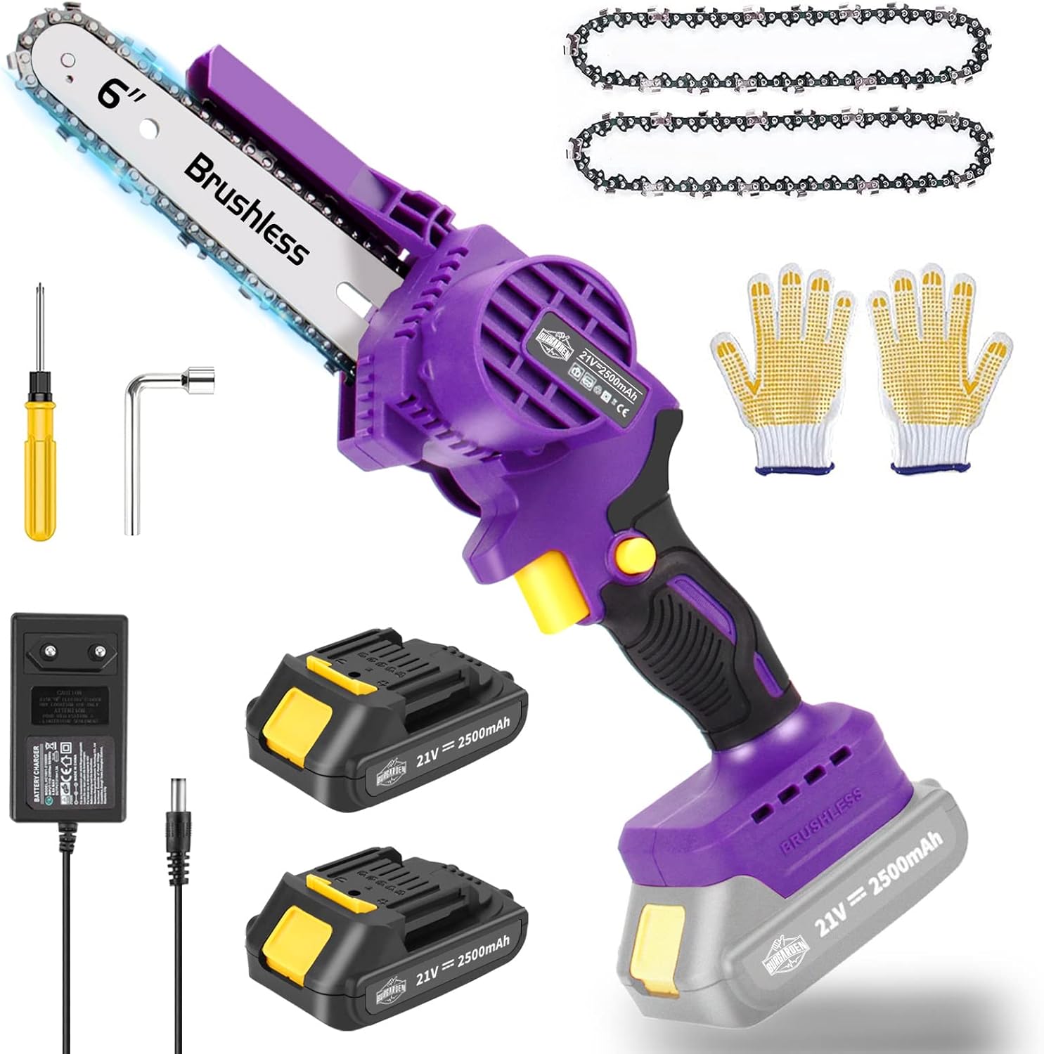 Mini Chainsaw 6 Inch Brushless Cordless Chainsaw Battery