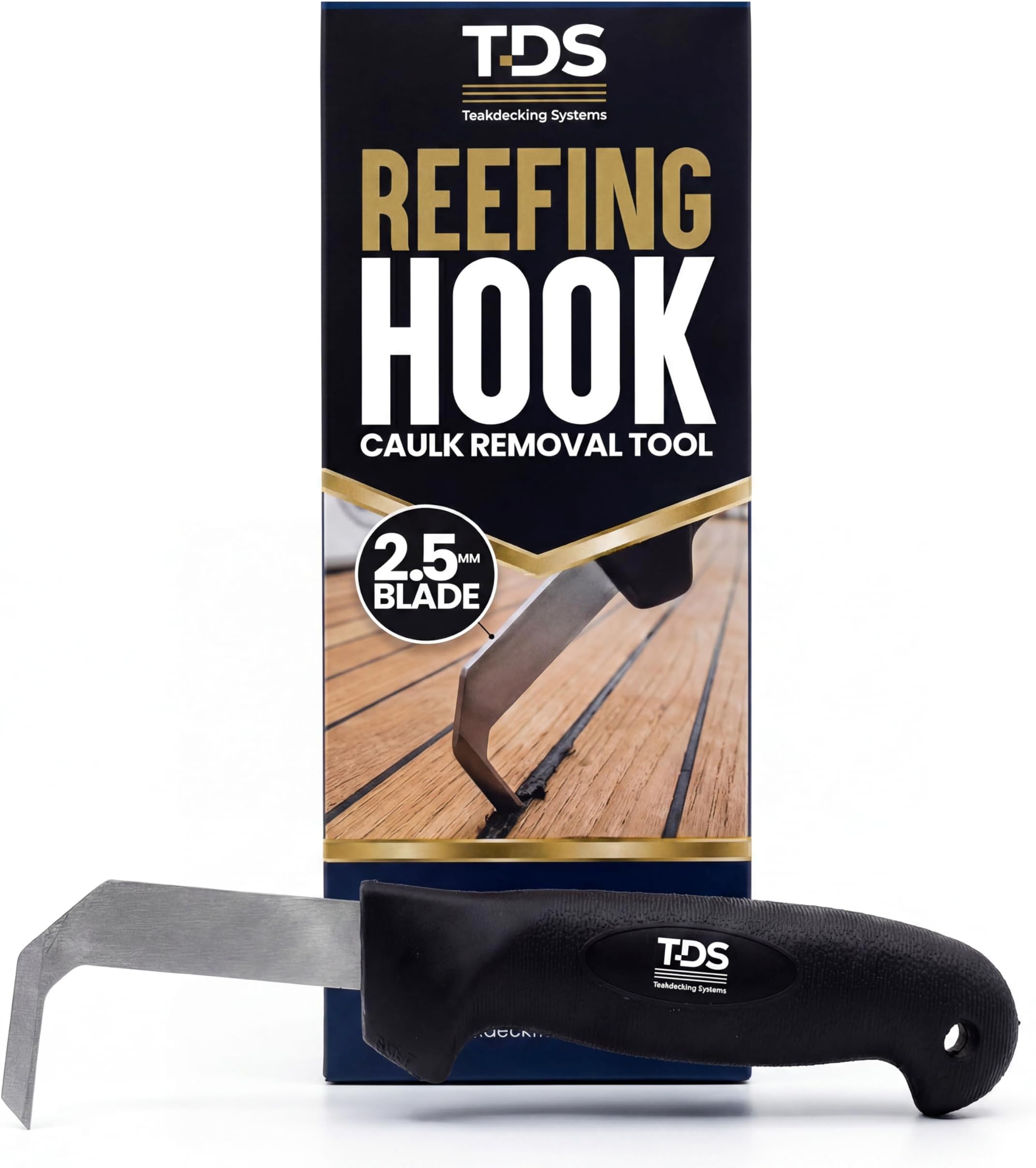 TeakDecking Systems Reefing Hook - Designed for Caulk Removal Before Re-Caulking - Blade Width: 2.5mm, Overall Tool Length: 8.5in - Comfortable & Easy to Use