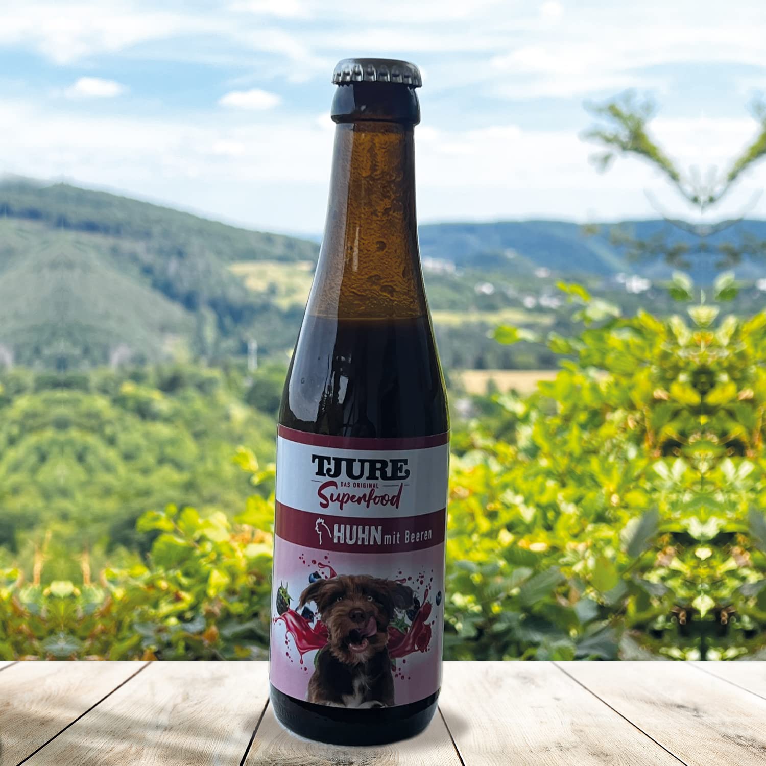 TJURE Hundesmoothie Huhn mit Beeren | 6 x 220 ml | Premium Smoothie für Hunde | Mit Hühnerfleisch & Beerenmix | Getreidefrei & Laktosefrei | Ohne Zusatzstoffe | Made in Germany