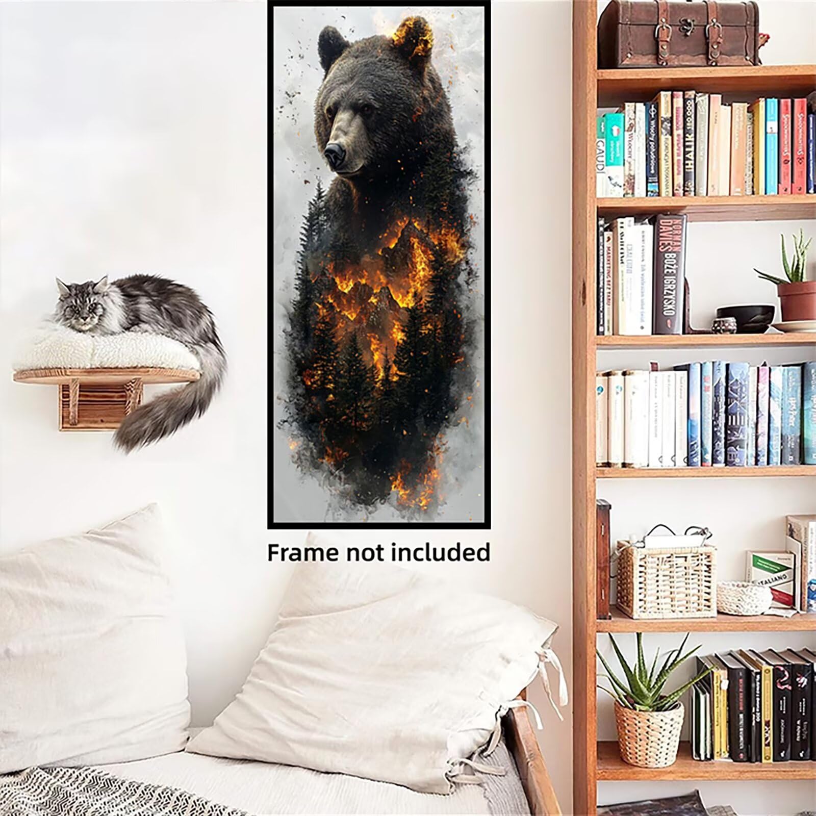 Malowanie według liczb, 80 x 240 cm, płótno niedźwiedź, malowanie według liczb, dla dorosłych, bez ramy, kreatywny zestaw dla dorosłych z pędzlami i farbą akrylową, dekoracja pokoju, las, 3 krajobrazy