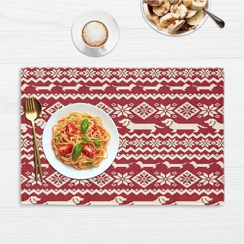 Miniatura 6 de Dogs Adorable Decor Placemats Set of 4 Table Mats Washable Placemat Waterproof Place Mats for Party Home Dining Table Decor 18x12 in