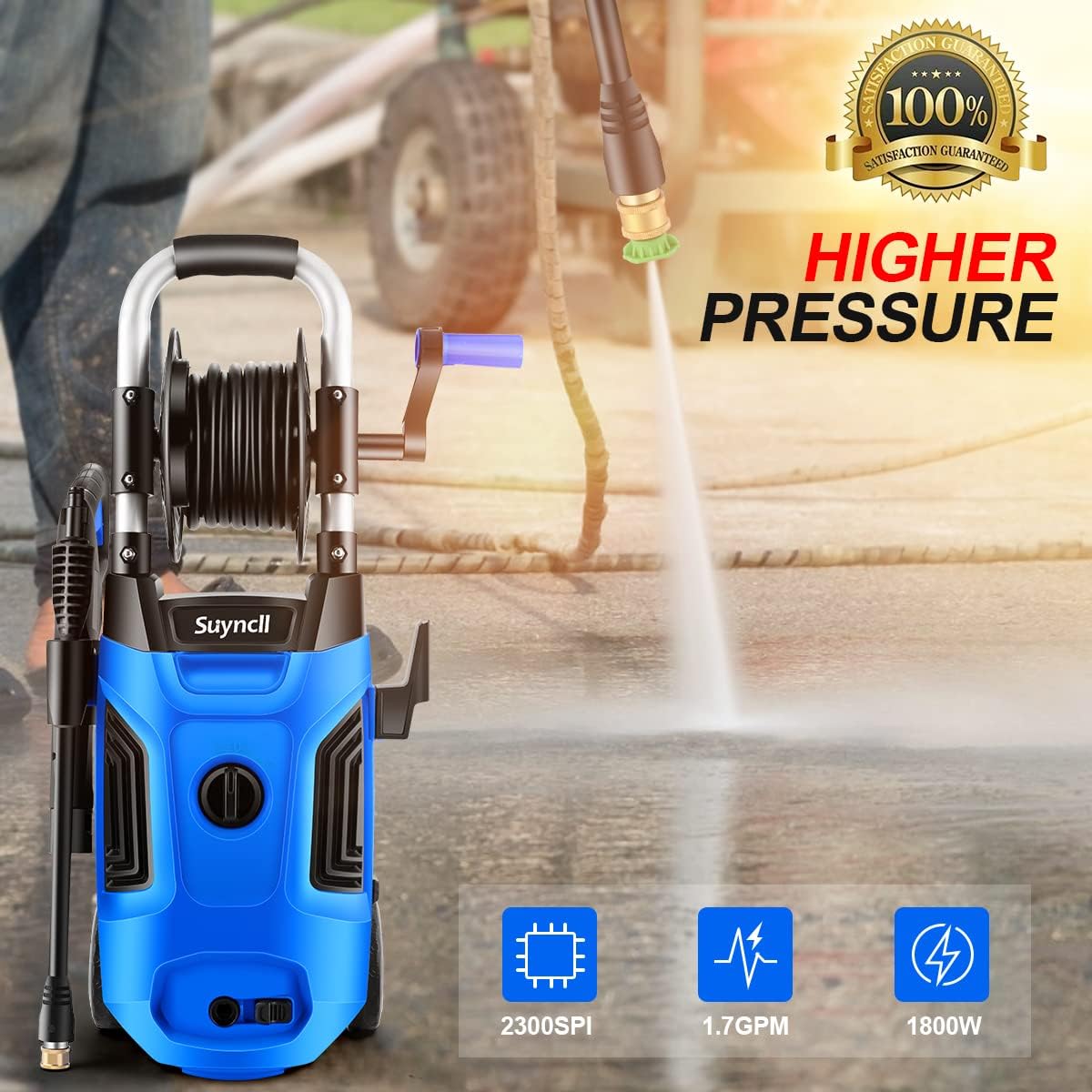 Power Washer, Suyncll Pressure Washer Electric High Pressure Washer 1800W Professional Car Washer Cleaner Machine ,4 Nozzles for Patio Garden Yard Vehicle : Patio, Lawn & Garden