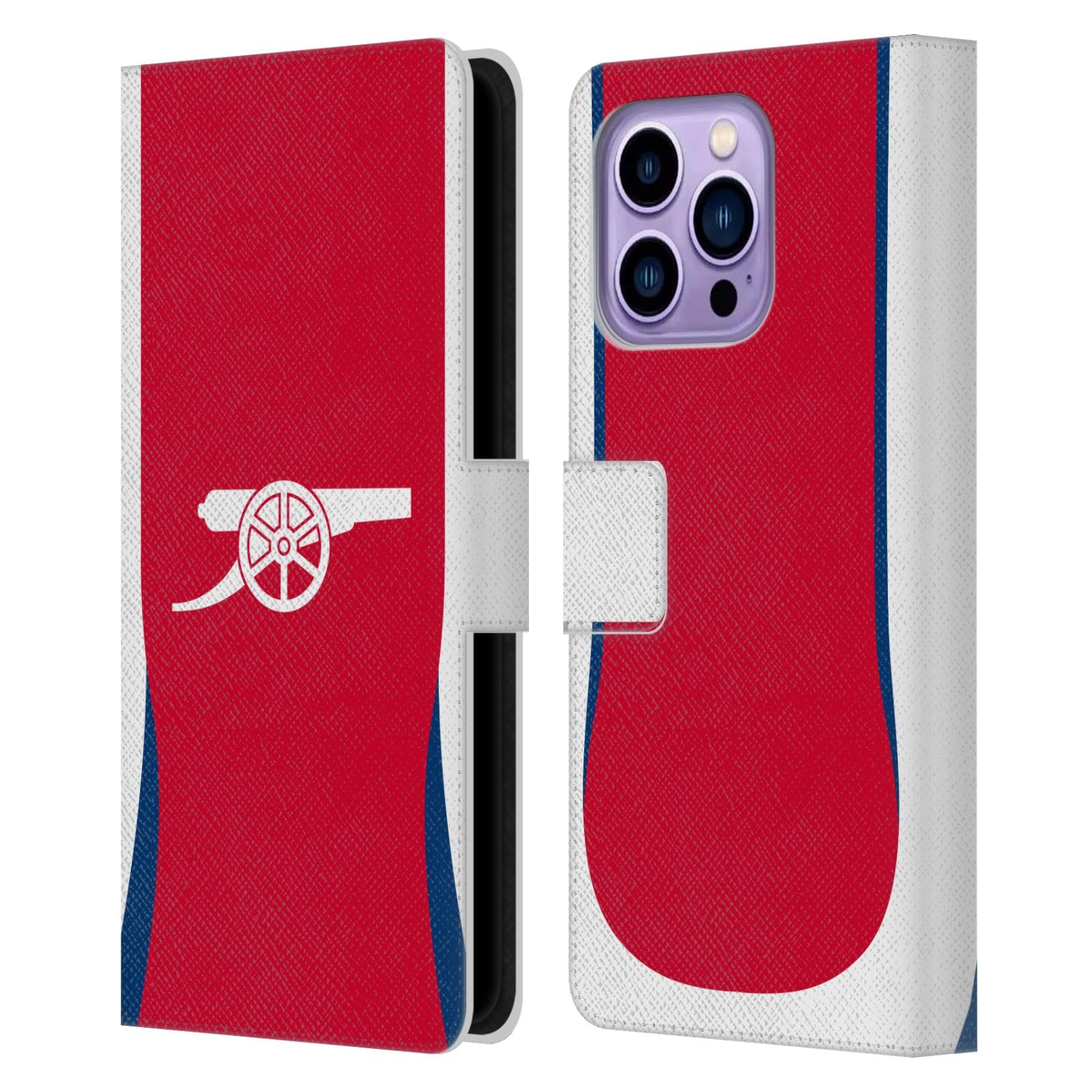 Head Case Designs Officially Licensed Arsenal FC Home 2024/25 Kit Leather Wallet Case Compatible With Apple iPhone 14 Pro Max โ image 1
