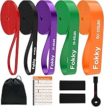 Fokky Fitnessbänder Widerstandsbänder - 5er Set, Resistance Bands mit Türanker & Schutzpads, Gymnastikband Klimmzug Bänder für Muskelaufbau, Kraftraining und Bodybuilding