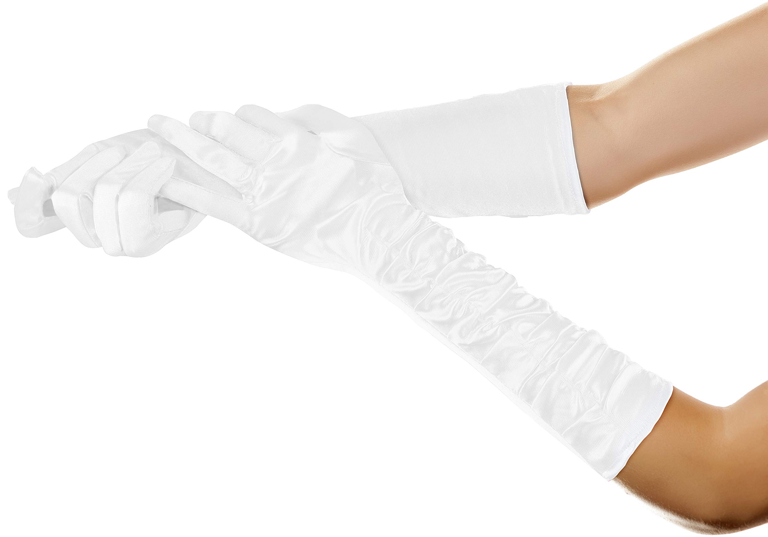 Balinco Long Glamour Gloves in the colours black, white & red for the 20s Ladies Charleston Costume (White)