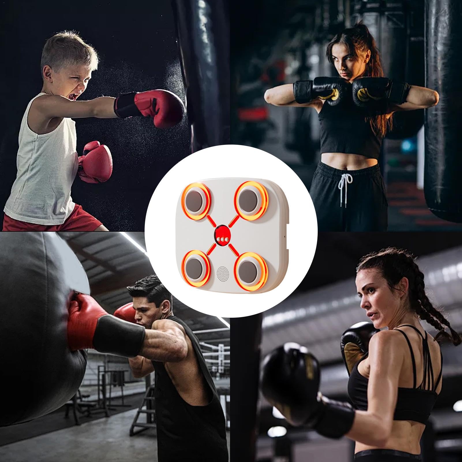 Bersaglio Elettronico da Boxe Attrezzo da Allenamento Domestico a 3 | Allenatore di Boxe con Musica da Parete Adatto A Uomini, Donne, Ragazzi, Ragazze, Giovani, Adolescenti, Figlio E Figl