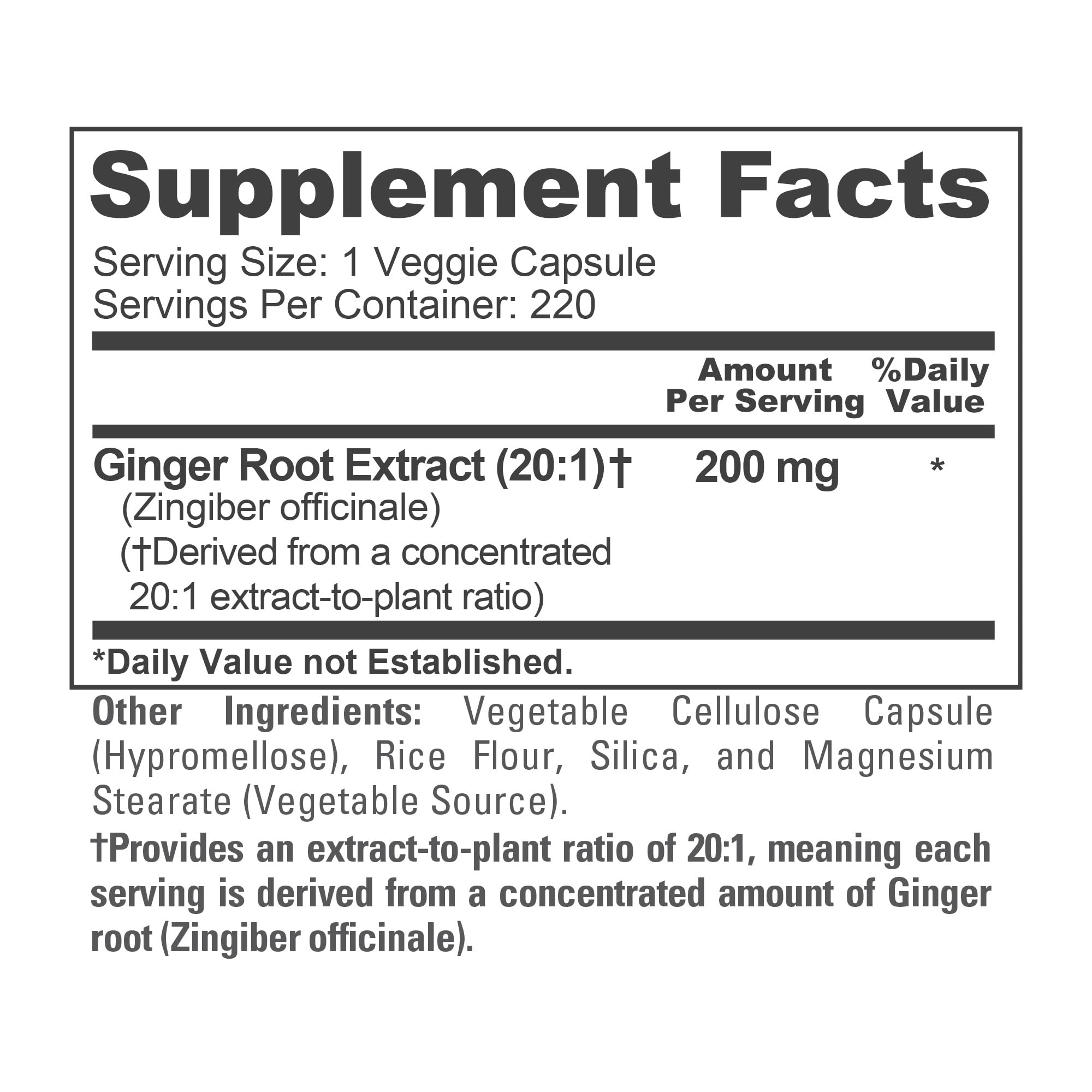 Ginger Root, Vegan, 200mg, 220 Veg Capsules - 220 Servings — Amazon image 4