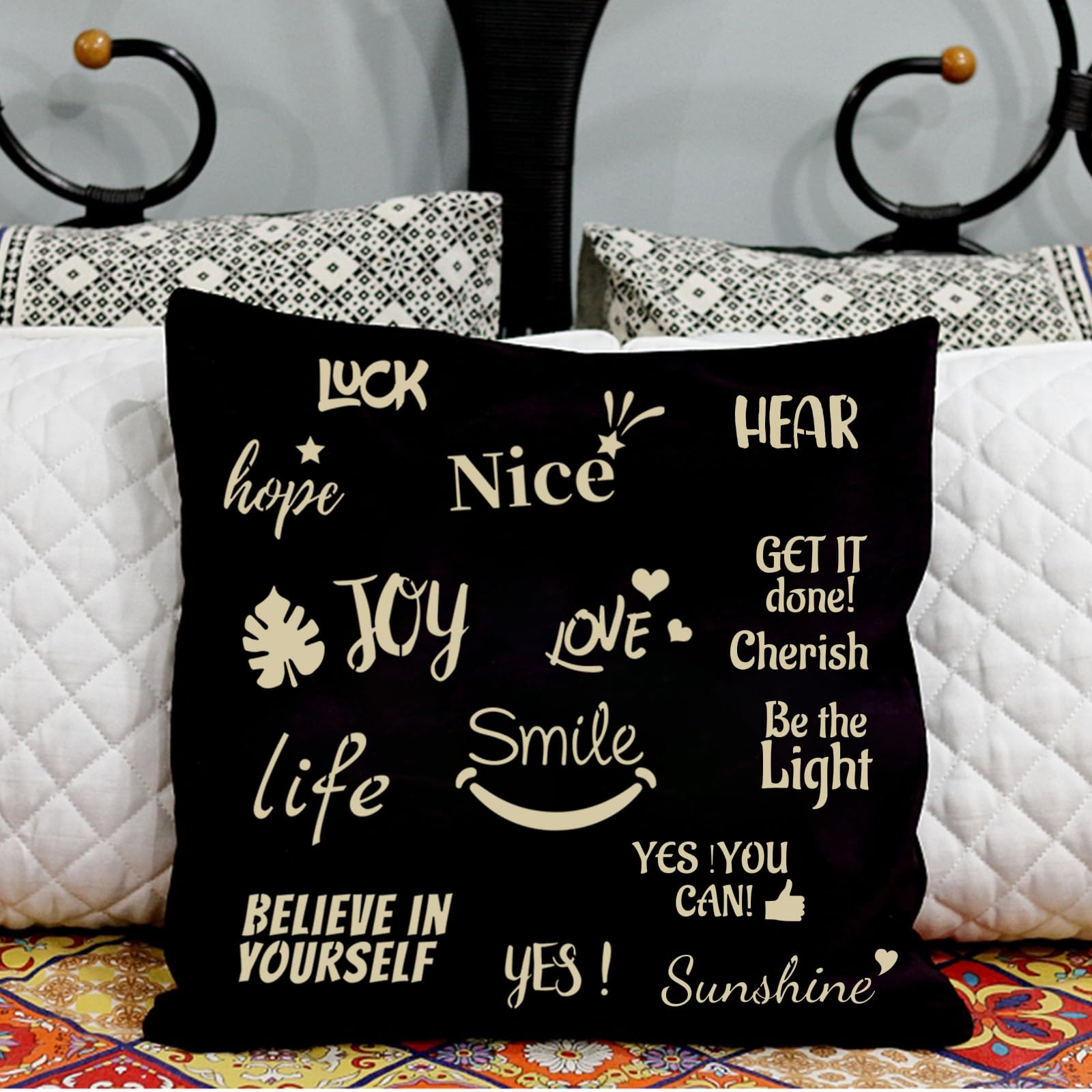 CIEMODA Inspirational Word Stencils,4 Pcs Words & Quote Templates 8 x 11.7 Inch Reusable Stencils for Painting on Wood, Fabric, Paper, Wall DIY Drawing Craft - Image 7