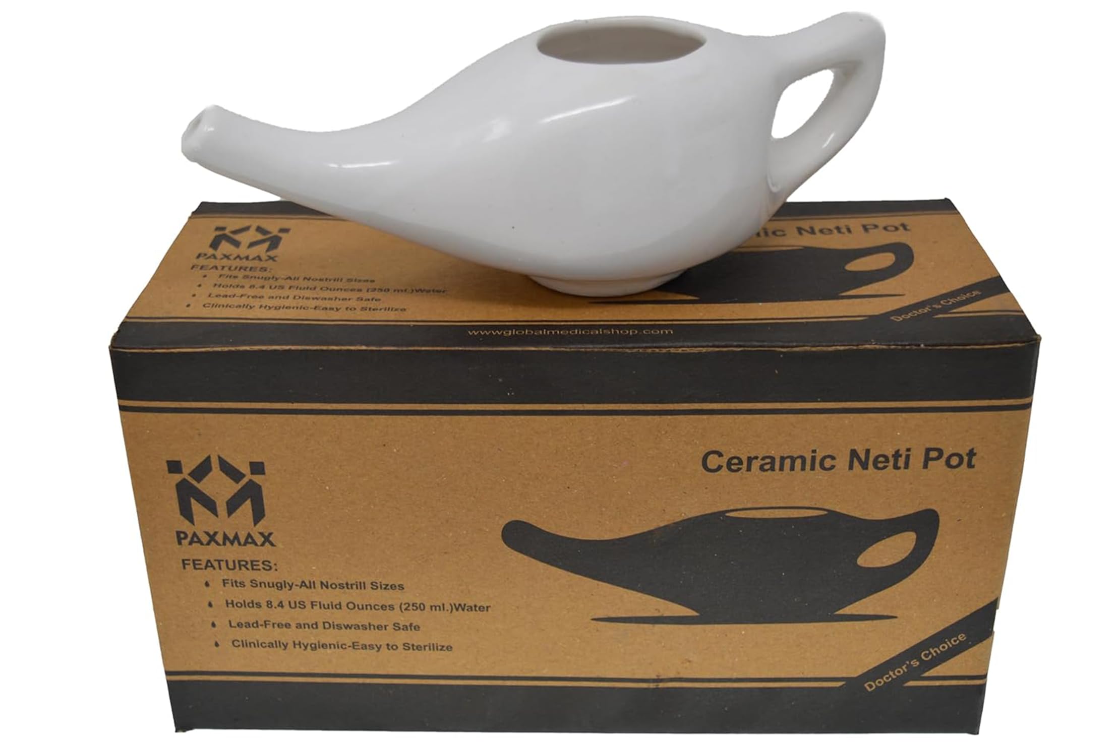 PAXMAX Porcelain Ceramic Neti Pot for Sinus, Jal Neti pots for Nasal Cleansing, Nose congestion and Passages Jala kriya (White)-image-40