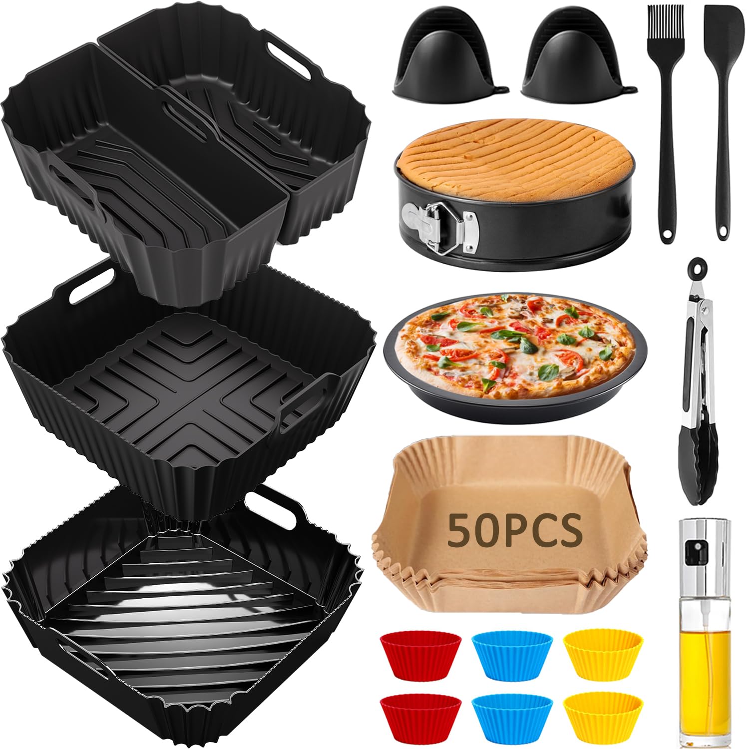 Moleath 22CM Accesorios Freidoras De Aire Para COSORI 5,5L, Cecotec 6L, Philips XXL 7,3L, 4 Pcs