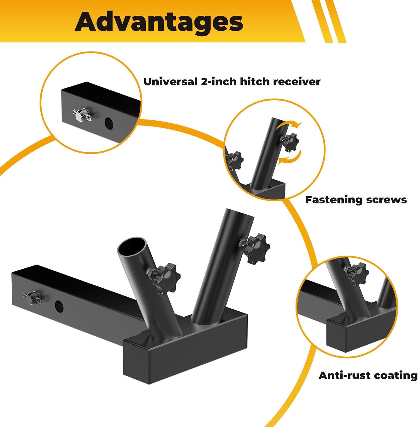 Double Hitch Flag Pole Holder for Truck, Fits Standard 2" Trailer Hitch, RV Flagpole Kit, Car Receiver Flag Pole Mount, Compatible with Jeep, RV, Camper, SUV, Pickup - Image 4