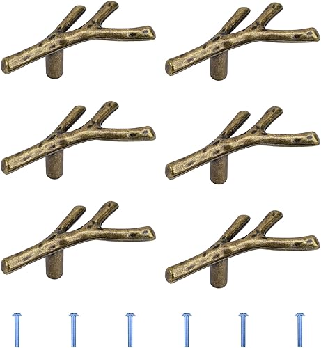 Miniatura 1 de Gartful Manijas de bandeja para molde de resina, paquete de 6 tiradores de metal en forma de ramas, accesorios con juego de tornillos para molde de