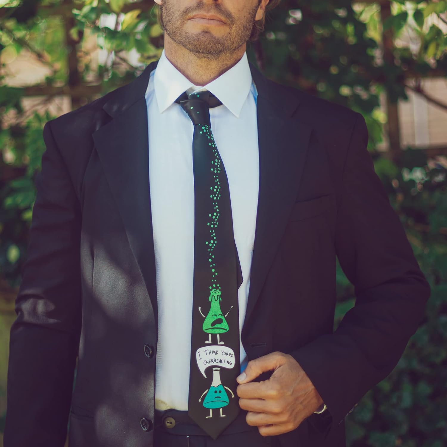I Think You're Overreacting Funny Science Teacher Tie for Men | Funny Science Tie for Men,Novelty Nerdy STEM Accessory for Scientists and Teachers, Funny Necktie, Graphic , Cool Science,