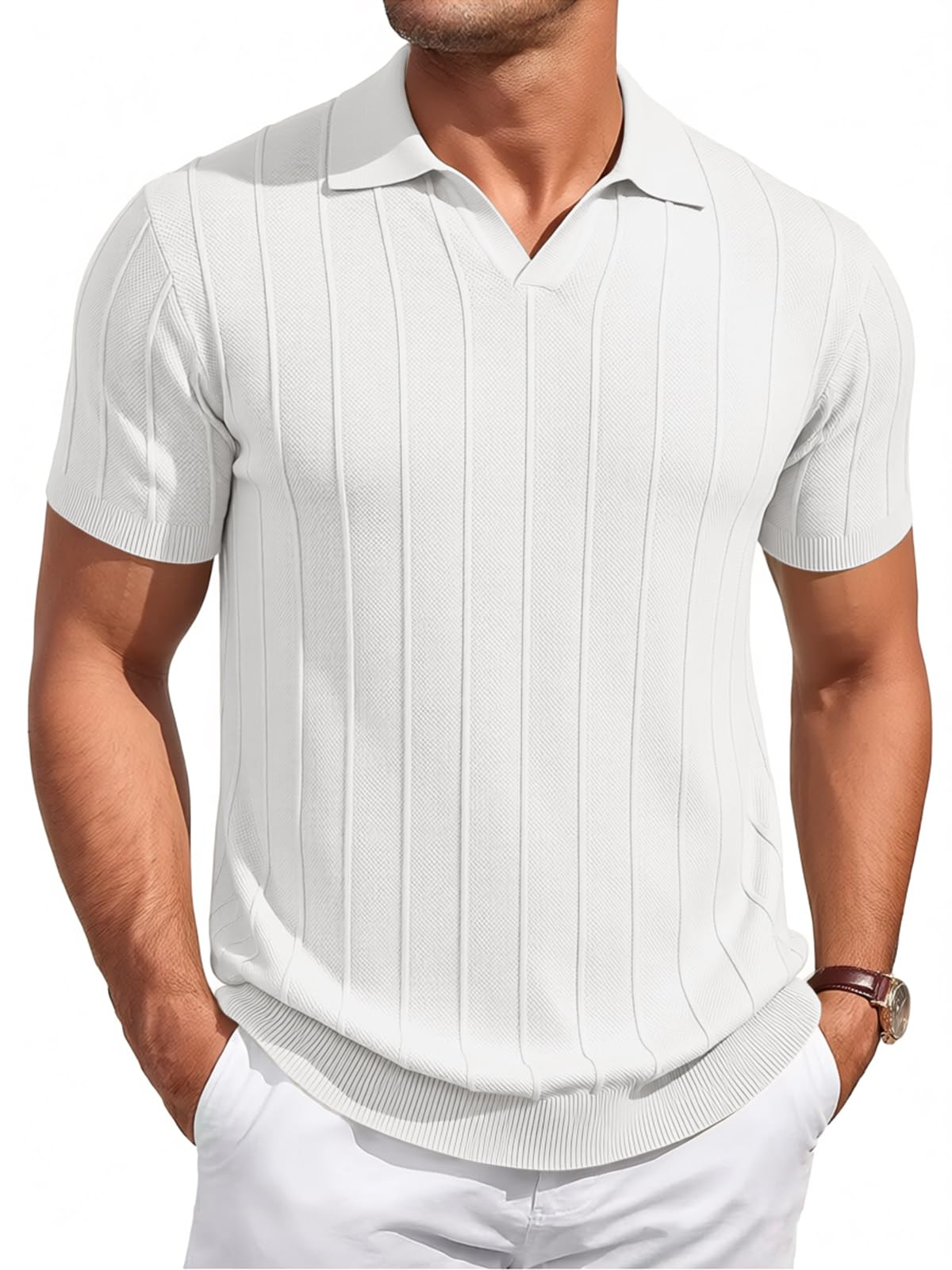 Runcati Herren Poloshirt Sommer Kurzarm Strick Polohemd Männer Einfarbig Knopfleiste T-Shirts Slim Fit Sport Golf Shirt Casual Basic Poloshirts