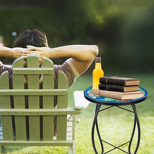 Miniatura 2 de VCUTEKA Mesa auxiliar de patio, mesa de centro para exteriores, mesa de centro bistró, mesa auxiliar para plantas, mesa de porche pequeña, mesa