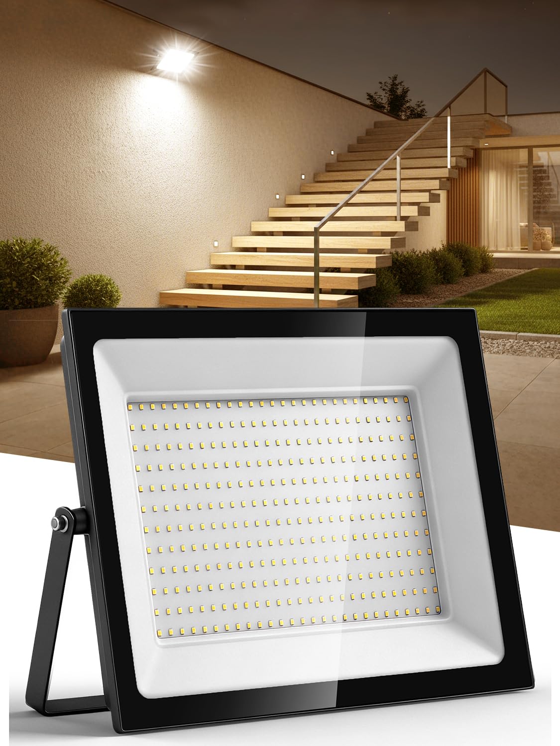 Litglobe 300W LED Floodlight Outdoor,30000LM Super Bright LED Security Lights,3000K Warm White Flood Lights Outdoor,IP66 Waterproof Outside Lights,Outdoor Light for Yard Garden Garage