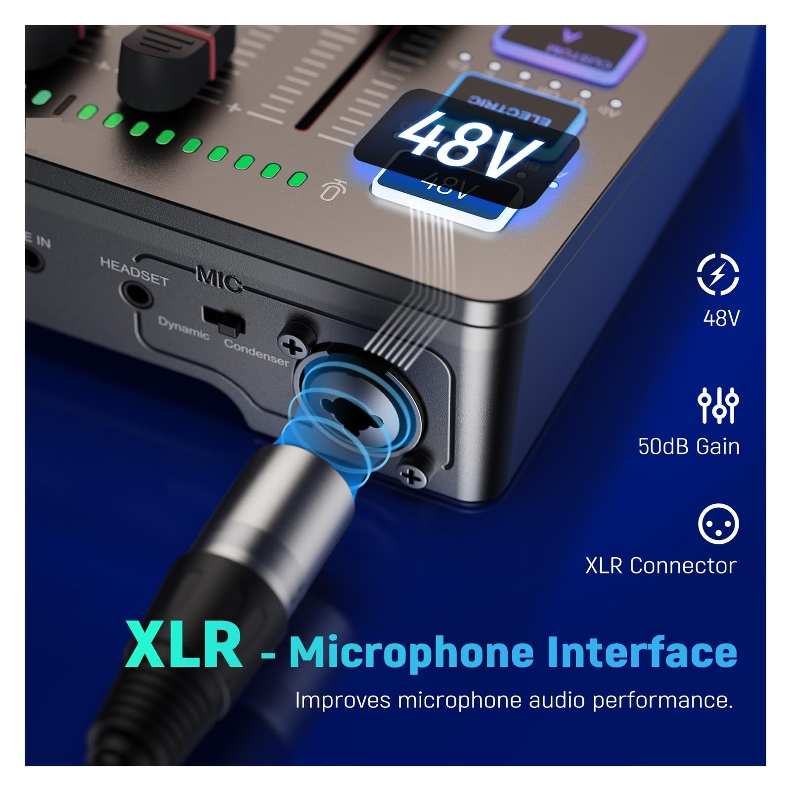 Mixer audio, Mixer Da Gioco, Mixer RGB In Streaming A 4 Canali Con Interfaccia Microfono XLR, For Voce Di Gioco, Podcast(White)