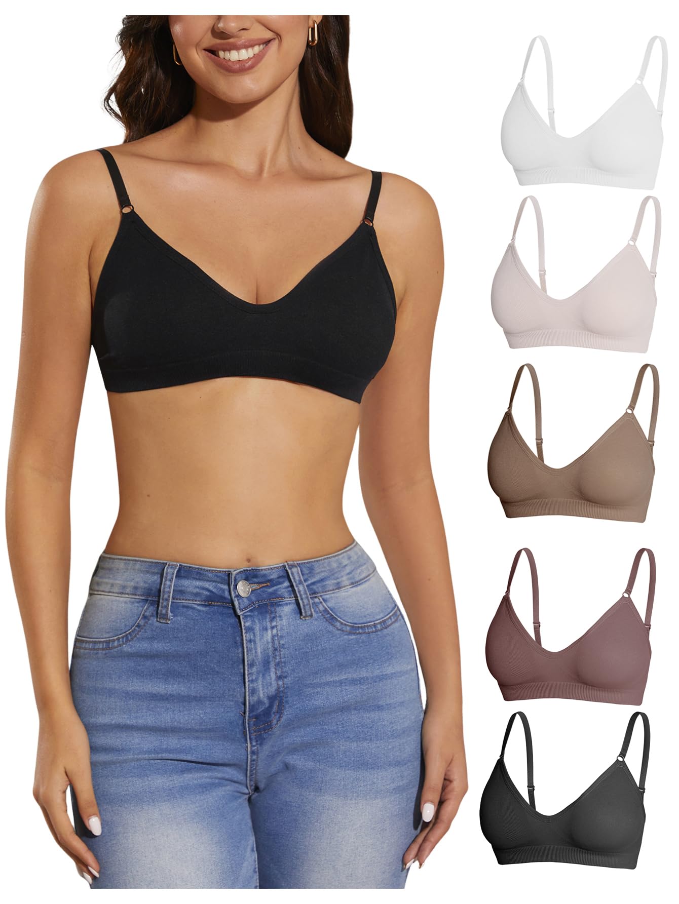 OYOANGLE Rib Knit Bra Set